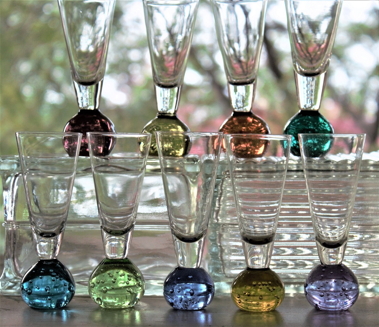 Shot Glass 9 Shooter Glasses Bubble Ball Base Shotter Glass Etsy