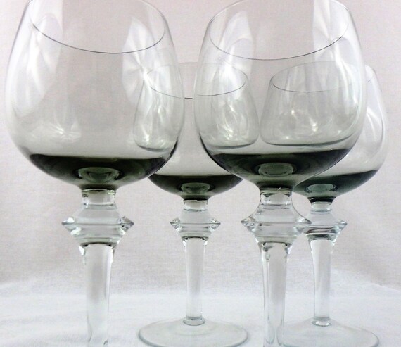 Smokey Black Glass Vintage Black Glassware Smoked Black Glassware MCM Glassware Mid-Century Glassware 3 MCM Smoked Black Cocktail Glass