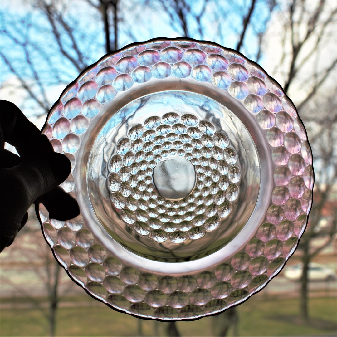 Pink Glass Plate Set, 5 Vintage Pink Glass, Pink Color Glass Salad ...