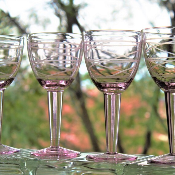 Pink Wine Glass 4 Etched Pink Barbie Glasses for the Love of 