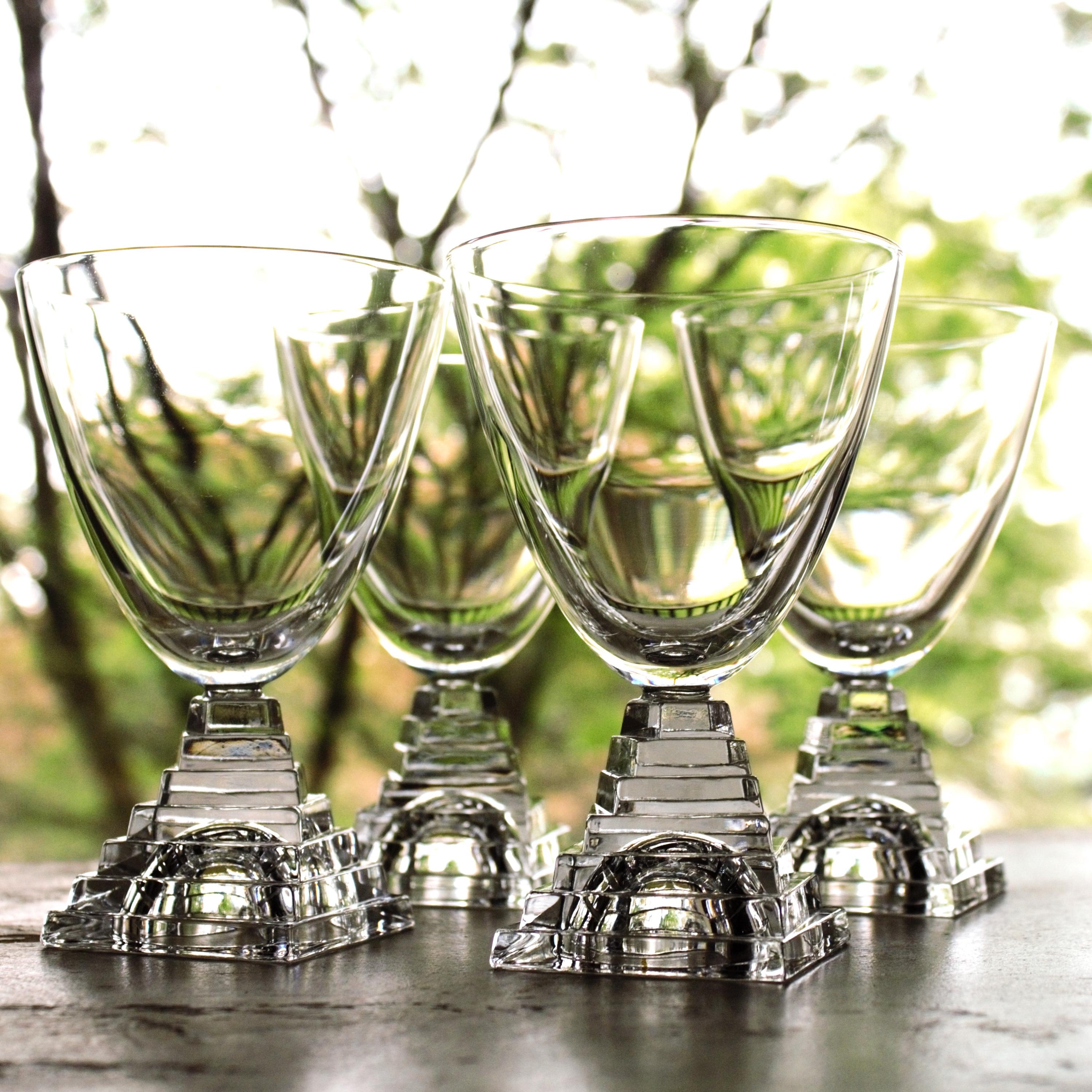 JG Durand Crystal Cocktail Glasses: Stacked Stem Tumblers, Set of