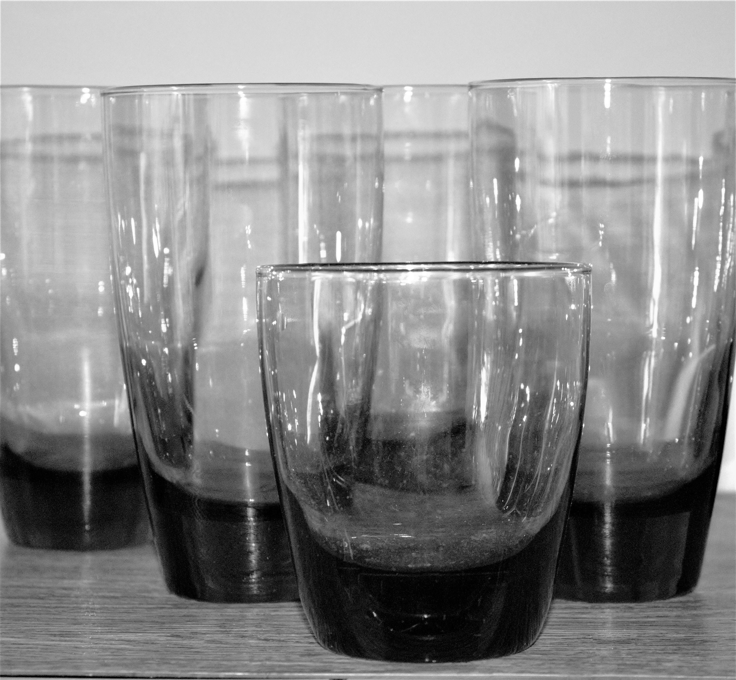 Smoked Black Glass 4 Black Cocktail Glasses MCM Glassware Etsy