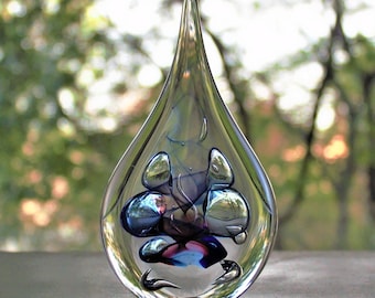 Marian Pyrcak Sculpture, Teardrop Art Glass, Teardrop Paperweight By Marian Pyrcak, Signed Paperweight, Sommerso Swirl Paperweight Art Glass