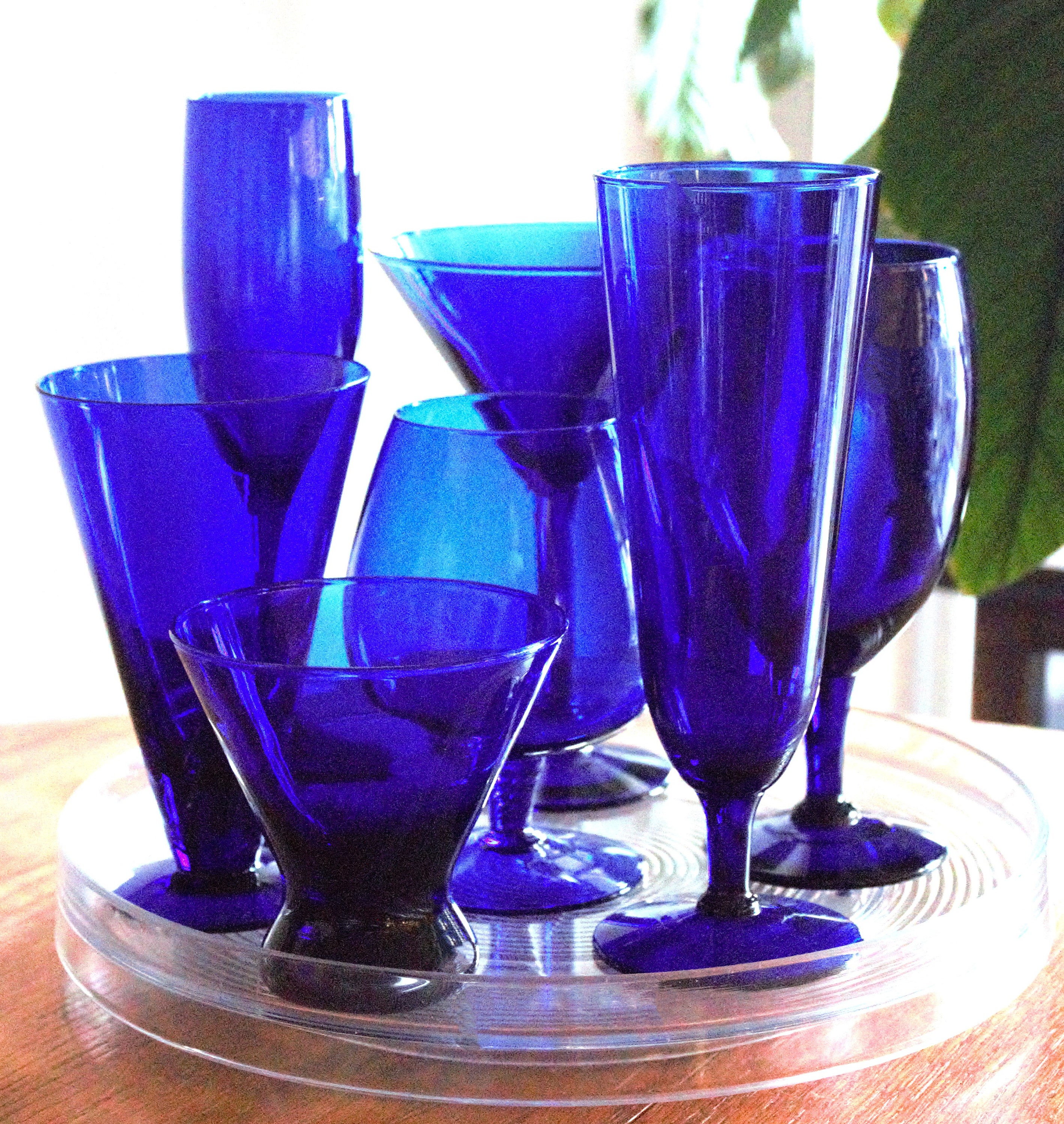 Blue glassware discount
