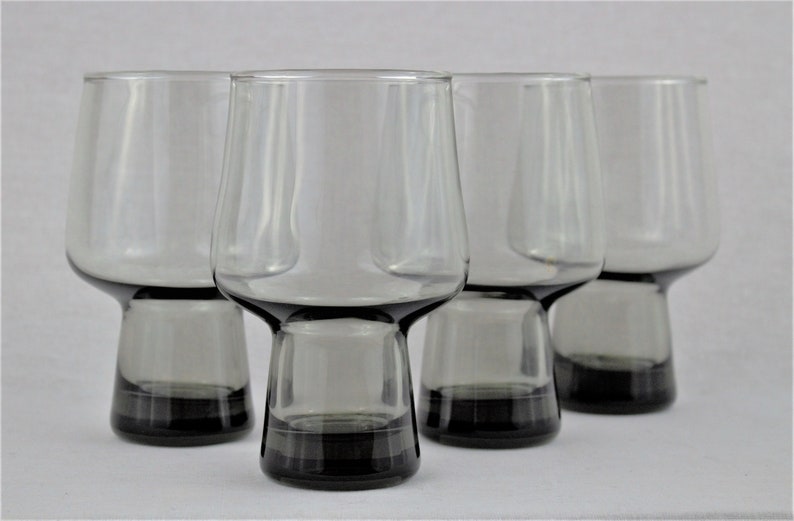Smokey Black Glass Vintage Black Glassware Smoked Black Glassware MCM Glassware Mid-Century Glassware 3 MCM Smoked Black Cocktail Glass