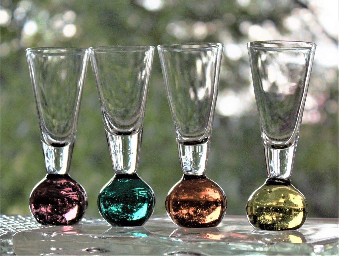 Shot Glass 9 Shooter Glasses Bubble Ball Base Shotter Glass Etsy