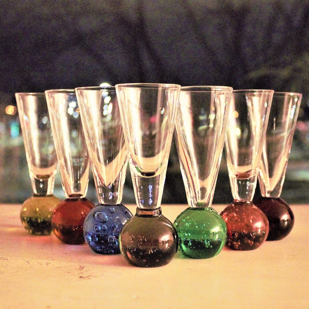 Shot Glass, 7 Shooter Glasses Bubble Ball Base Shotter Glass, Handmade