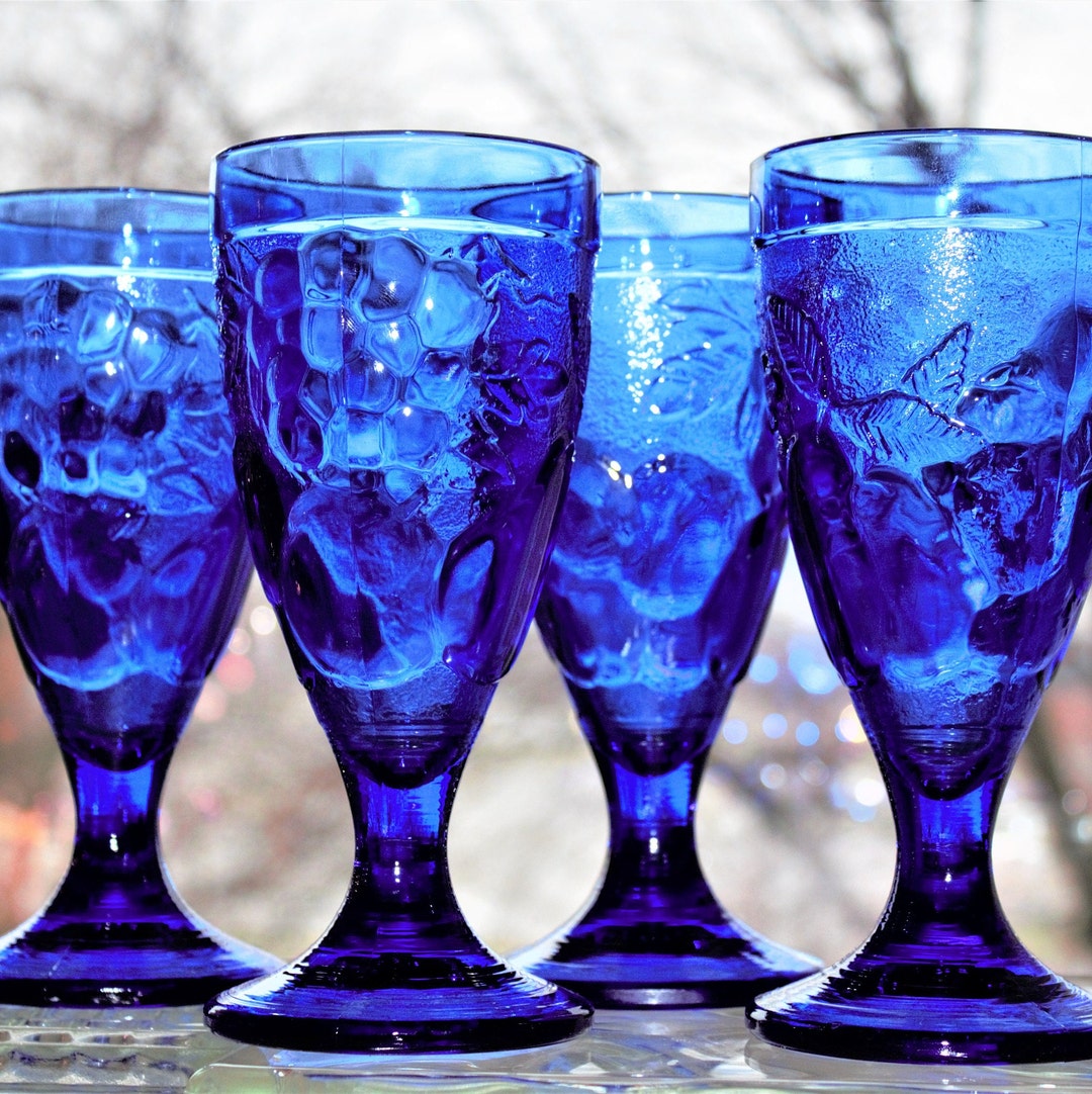 French Glassware 4 Blue Cocktail Glasses from France Etsy.de