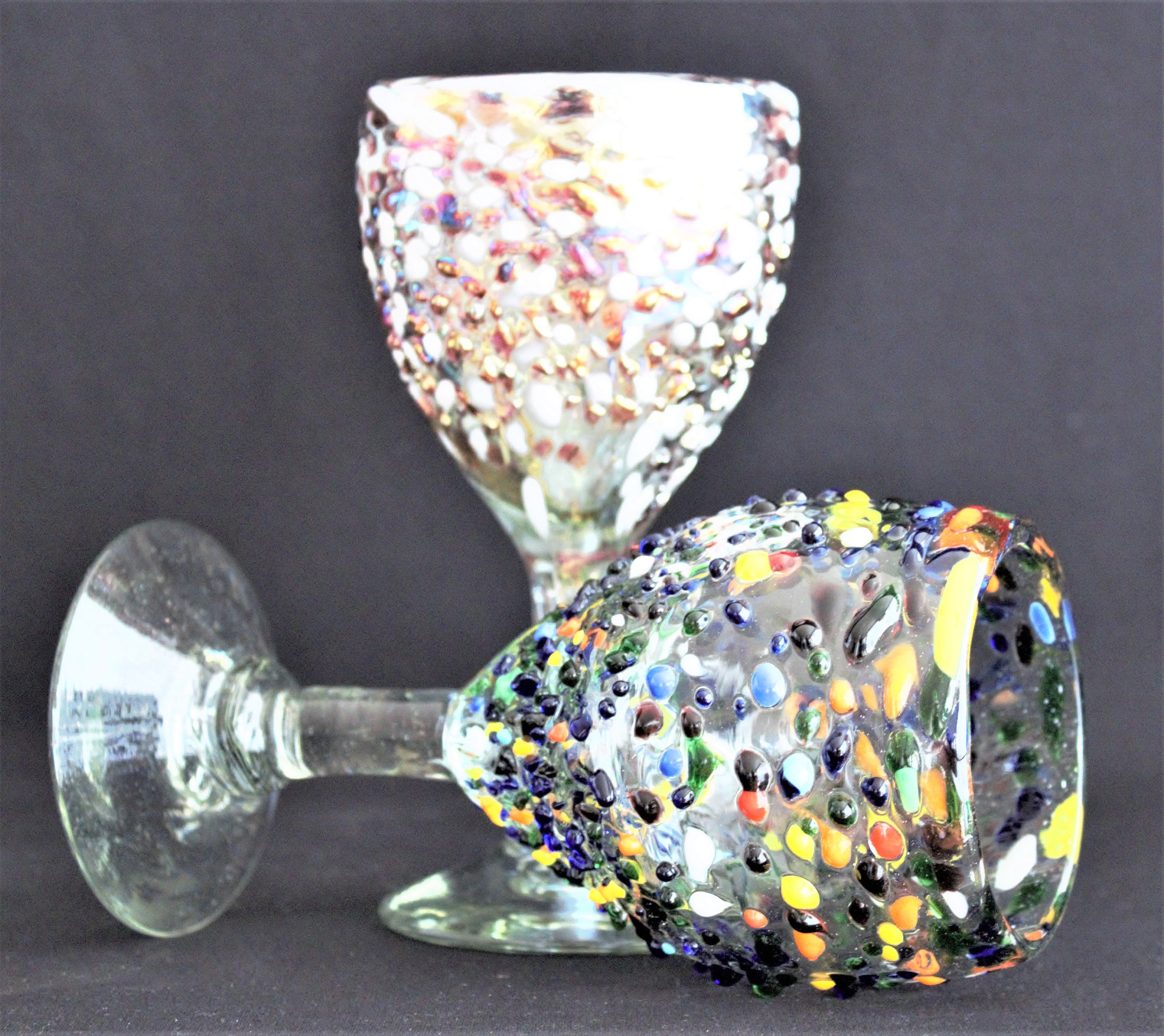 Confetti Wine Glass 2 Handmade Fused Glass Wine Goblets Etsy