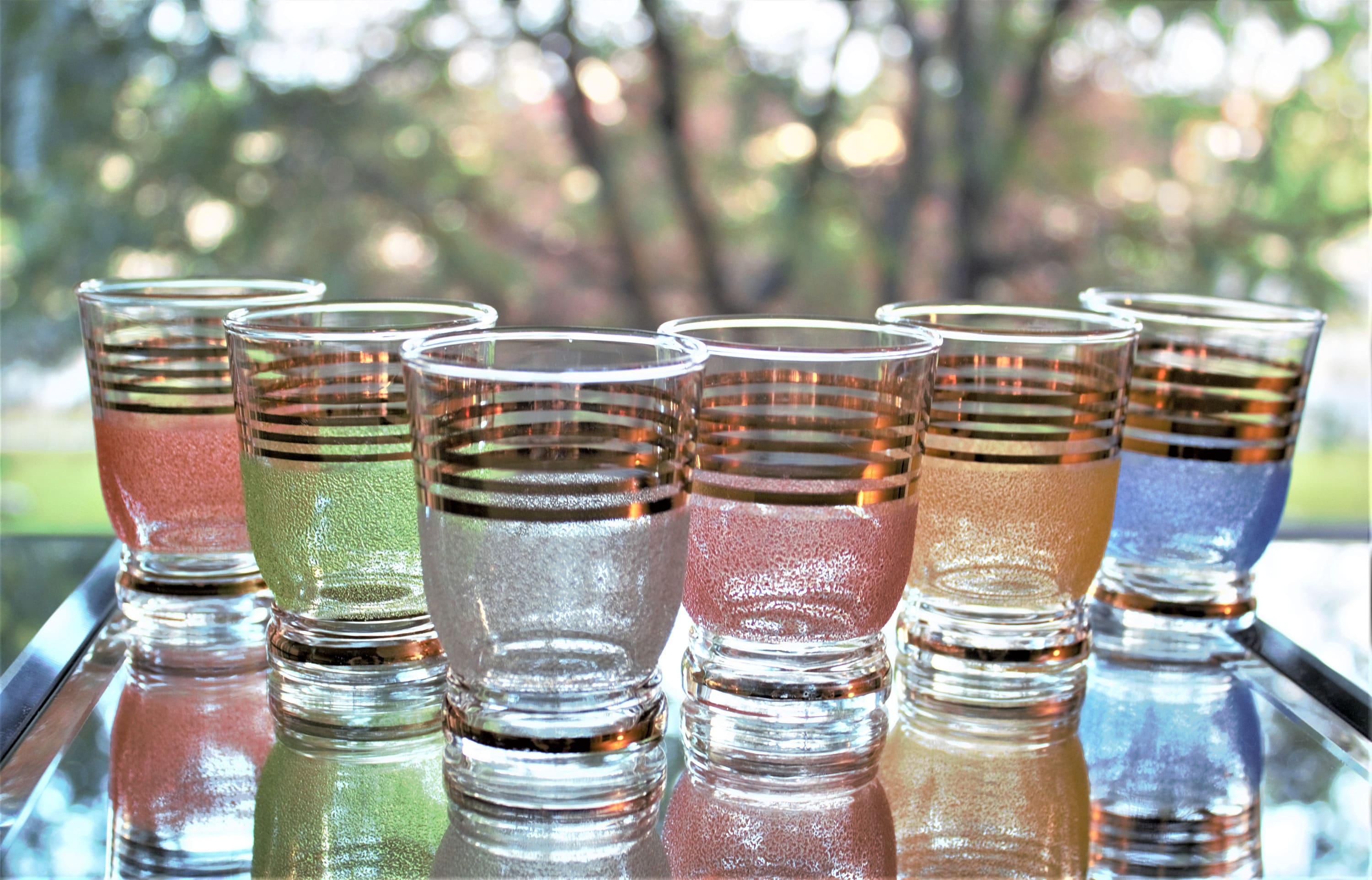 Vintage Shot Glass Set, 6 Gold Frosted Vintage Glassware, Retro Shot Glass  Set, Pastel and Gold Glass, Vintage Barware, Pastel Glassware Set 