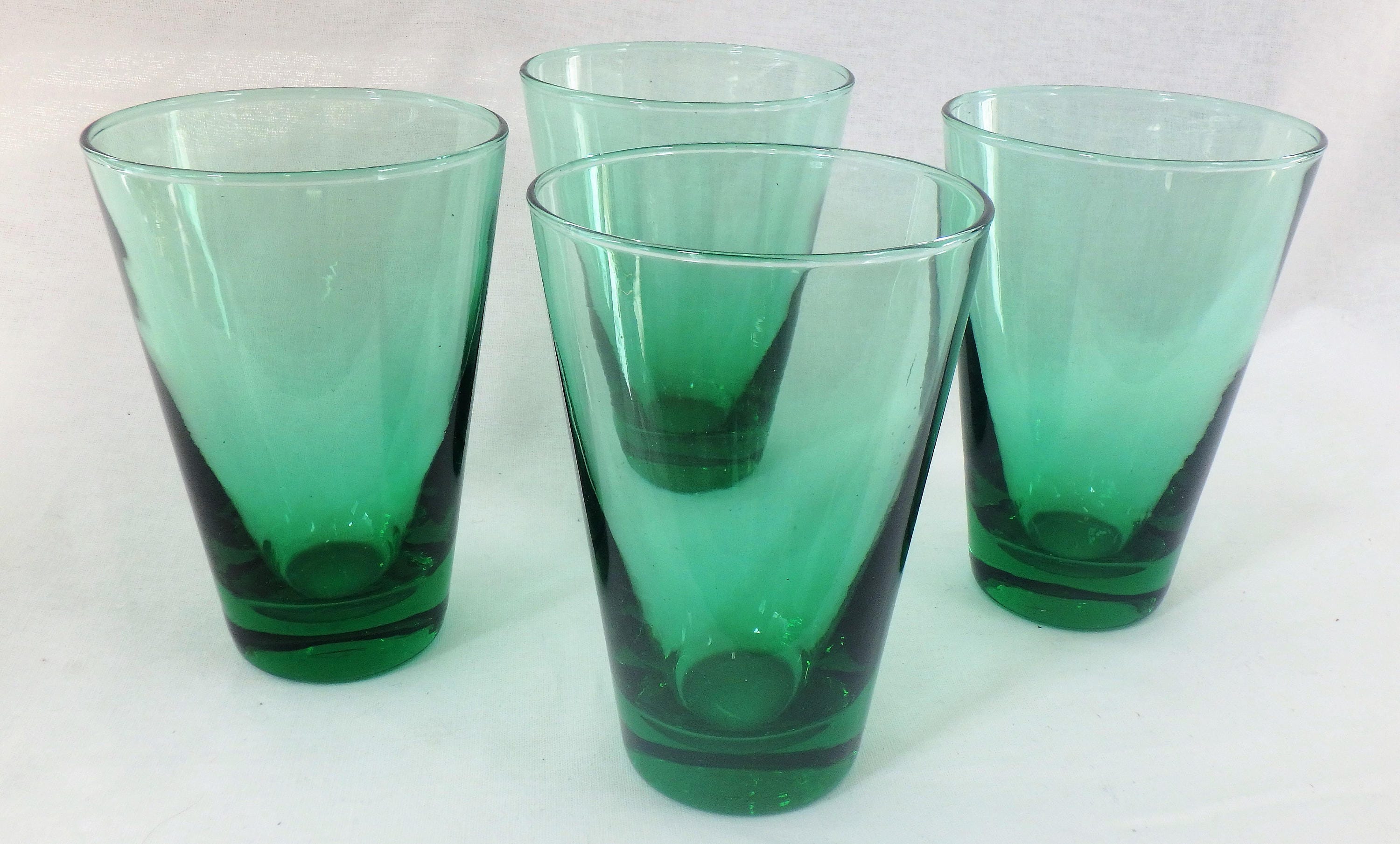 Vintage Juice Glass 2 Green Juice Glasses Emerald Green Etsy