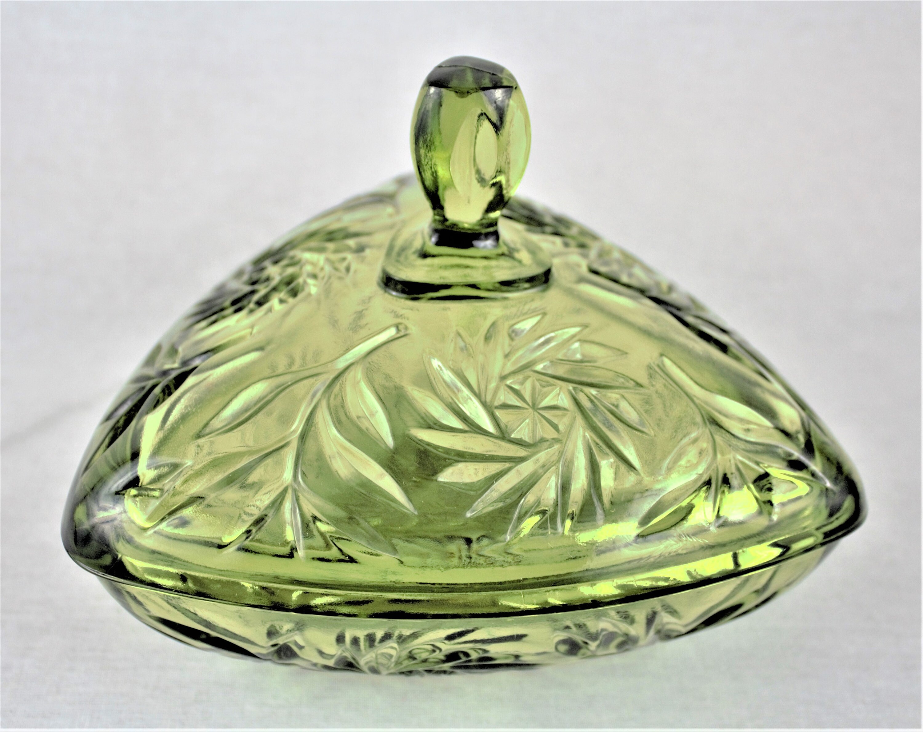 Vintage Glass Candy Dish with Lid Green Glass Candybowl Etsy