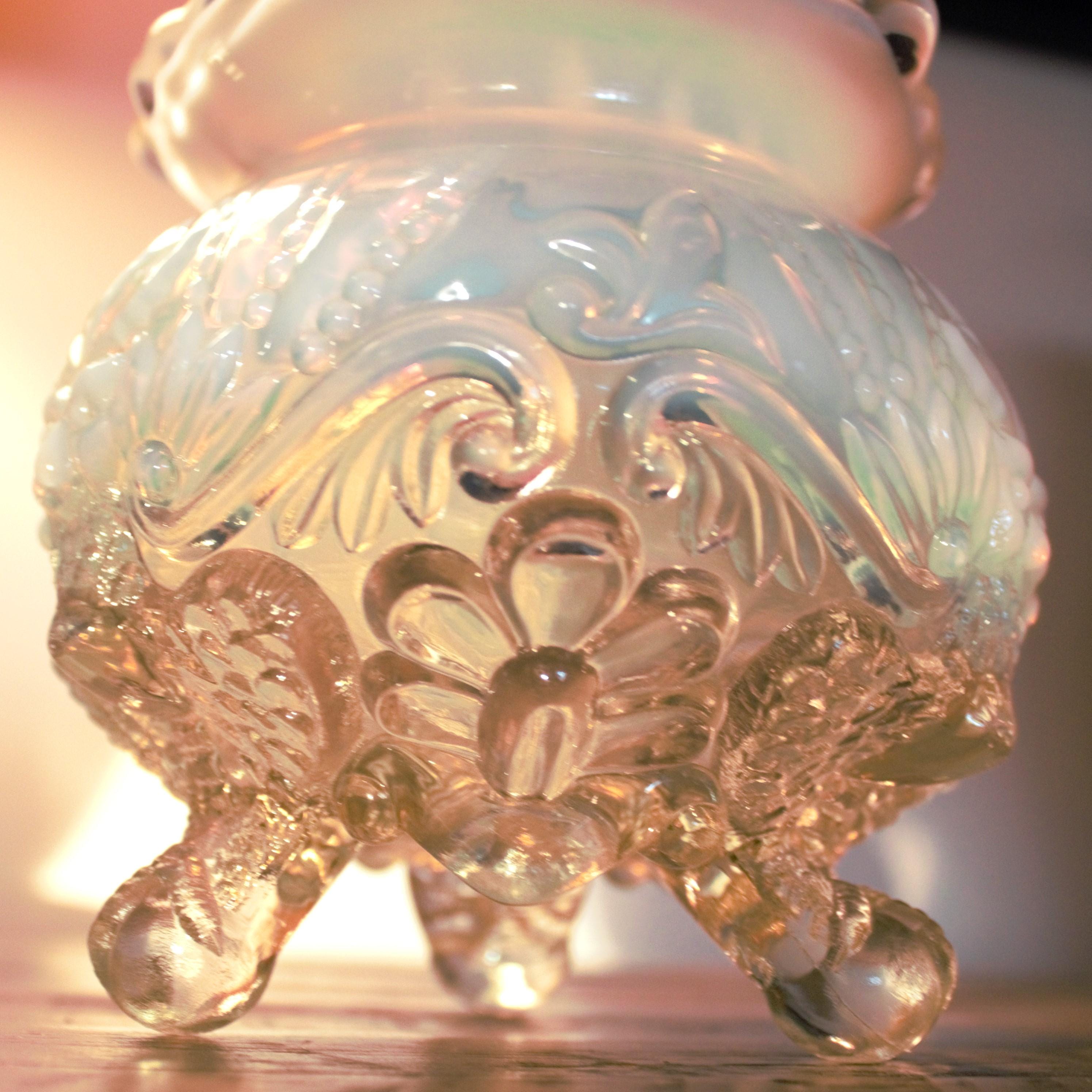 Paire De Vases Antiques En Verre Mercuré à 8 Côtes - Style Victorian Exceptionnel