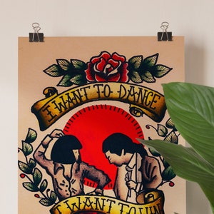 Pulp Fiction Old School Tattoo Flash Art Print | Tarantino Art Print | Spit Shade Flash Art | Digital Download | Wall Art