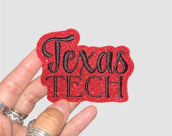 Remendo de ferro com glitter Texas Tech de 3"
