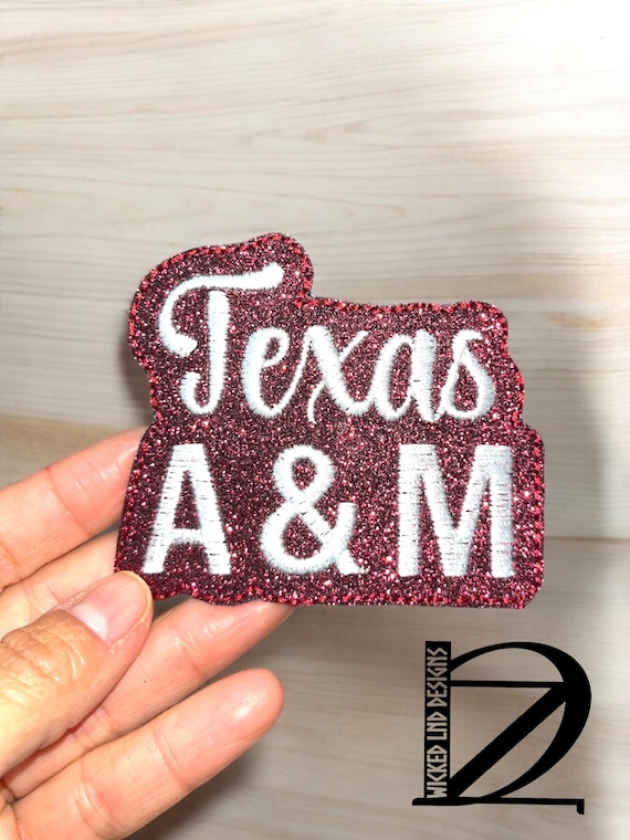 Texas A&M 3" glitter iron on patch