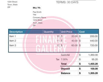 modern invoice etsy