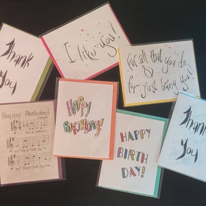 Le jeu de cartes « Original 7 » : cartes d'anniversaire, cartes de remerciement, cartes « Parce que »