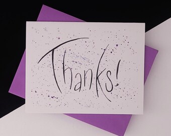 Hand-Lettered Thanks! Card with Envelope