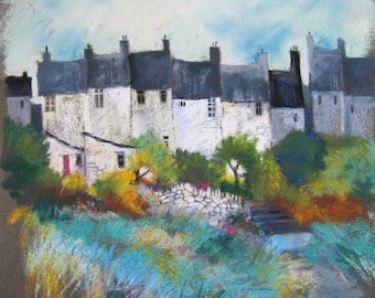 Progetto di pittura a pastello facile da scaricare e stampare a casa: Coastal Cottages