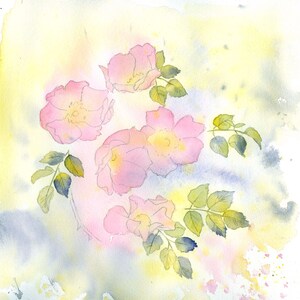 Tutorial de pintura con acuarela paso a paso para imprimir al instante: Rosas silvestres, regalo artístico imagen 5