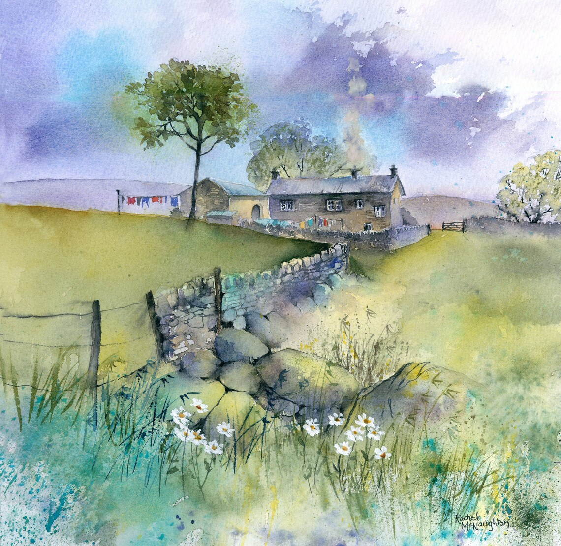 Wall Art Yorkshire Landscape Giclee Print. Washday in the Etsy