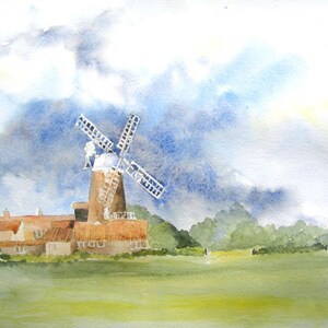 Norfolk Windmill akvarell handledning, landskapsmålning (PDF-mönster) bild 5