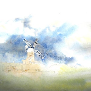Norfolk Windmill akvarell handledning, landskapsmålning (PDF-mönster) bild 3