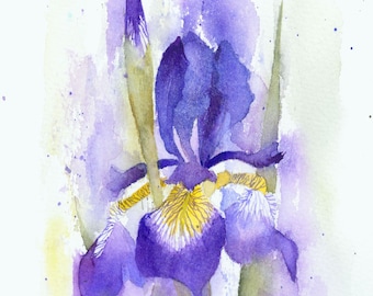 Instant download print at home watercolour tutorial art gift Splashy Spring Iris