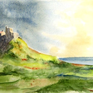 Sofortiger Download von zu Hause aus drucken Schritt für Schritt Aquarellmalerei-Tutorial von Lindisfarne Island Kunstgeschenk