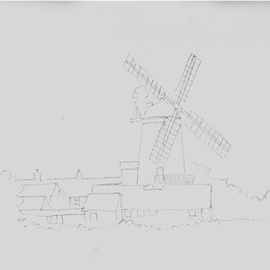 Norfolk Windmill akvarell handledning, landskapsmålning (PDF-mönster) bild 2