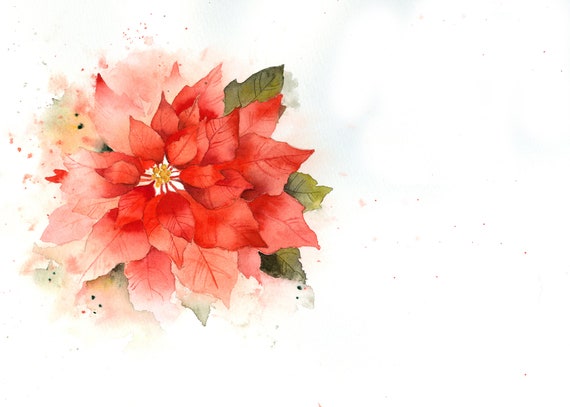 Sofortiger Download einfach Bhnendruck zu Hause Weihnachten Aquarell  Anleitung Poinsettia Kunstgeschenk - Etsy.de