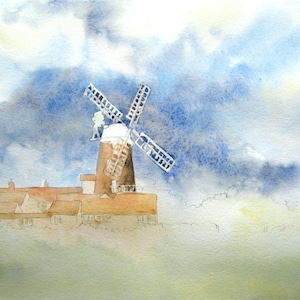 Norfolk Windmill akvarell handledning, landskapsmålning (PDF-mönster) bild 4