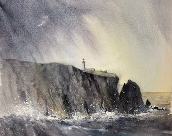 Téléchargement instantané tutoriel étape par étape peinture à l'aquarelle Phare de Cape Wrath