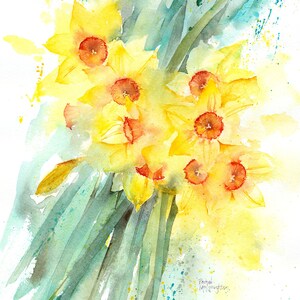 Instant download print at home step by step tutorial watercolour painting Lost and Found Daffodils art gift image 6