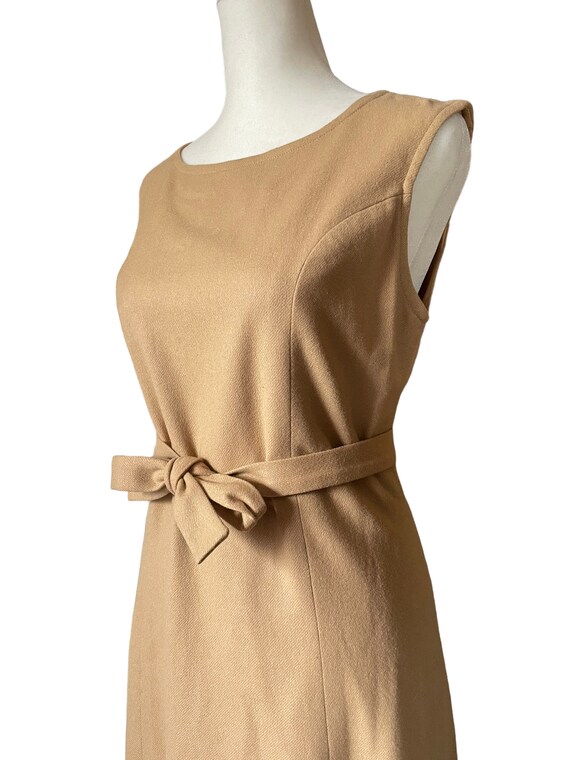 70s tan sheath belted dress | vintage tan paneled… - image 3