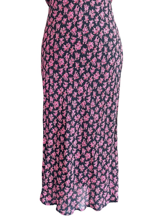 90s pink floral black slip dress | vintage floral… - image 6