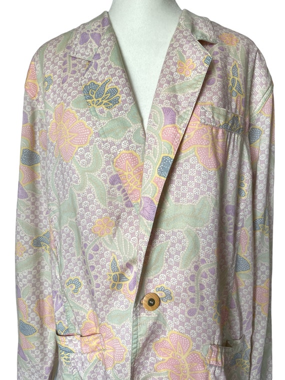 90s pastel floral lightweight blazer | vintage pu… - image 4