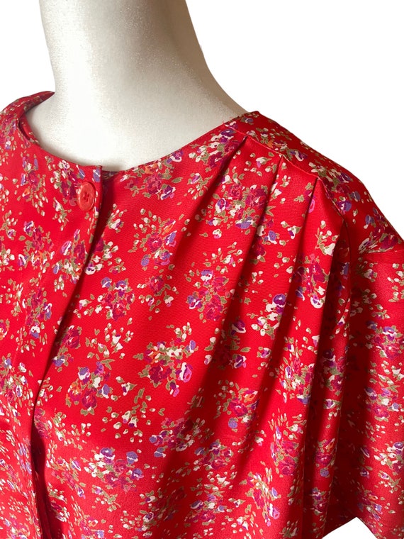 90s red ditsy floral blouse | vintage flower prin… - image 5