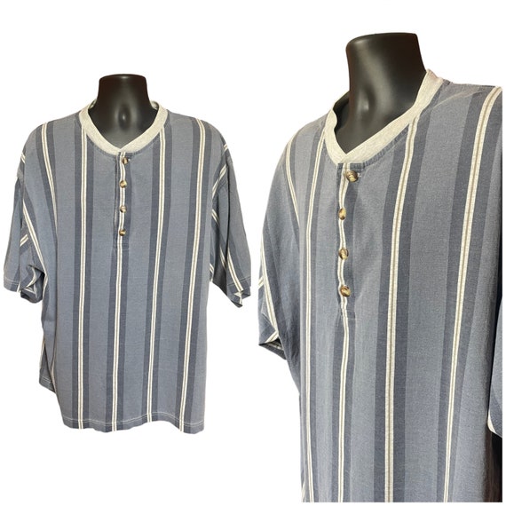 90s sonoma blue striped t-shirt | vintage 1/2 but… - image 1