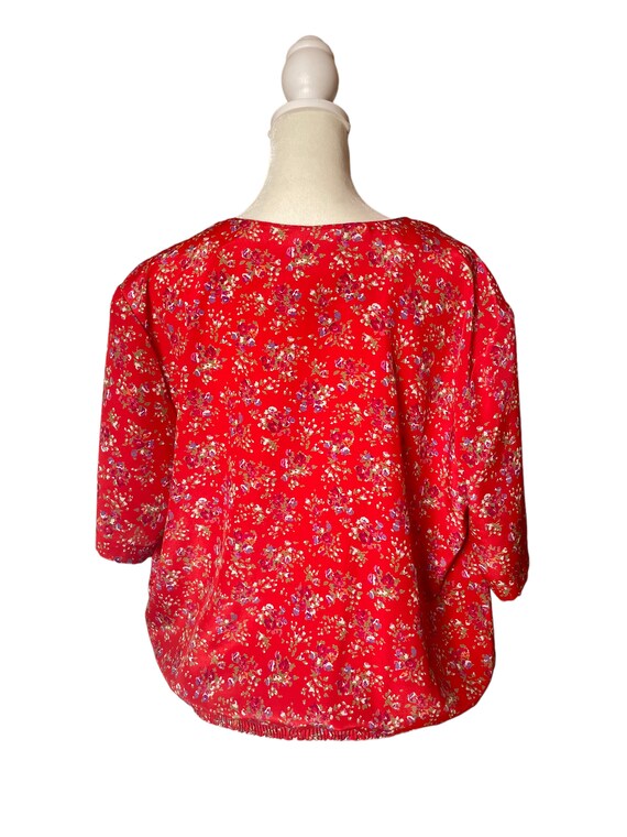 90s red ditsy floral blouse | vintage flower prin… - image 6