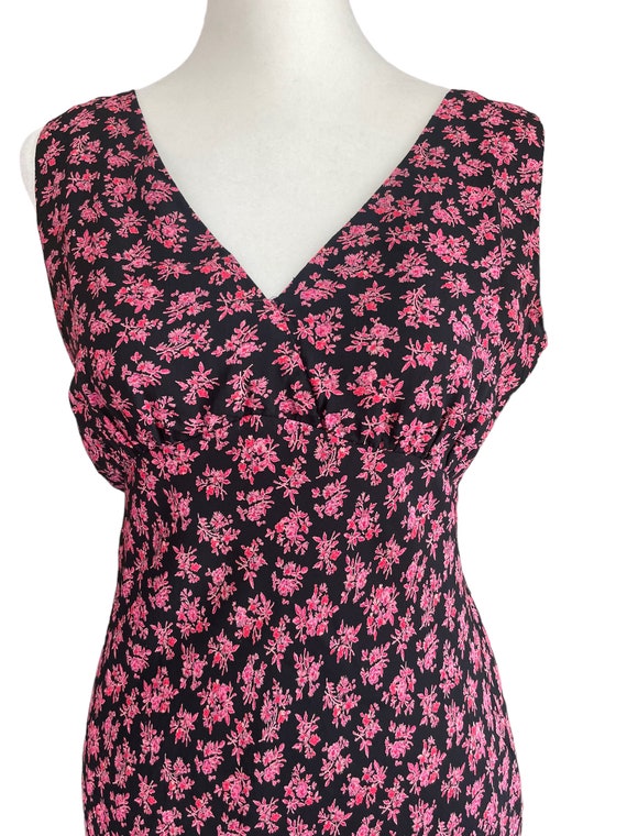 90s pink floral black slip dress | vintage floral… - image 4