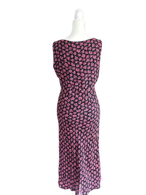 90s pink floral black slip dress | vintage floral… - image 9