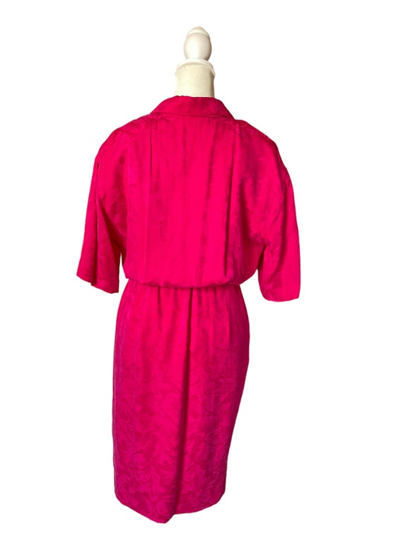 70s red floral silk belted midi dress | vintage b… - image 8