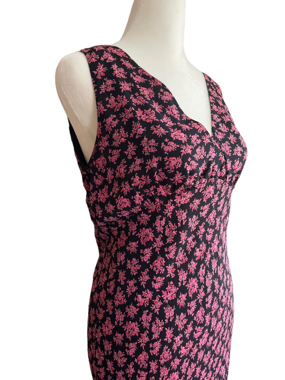 90s pink floral black slip dress | vintage floral… - image 5