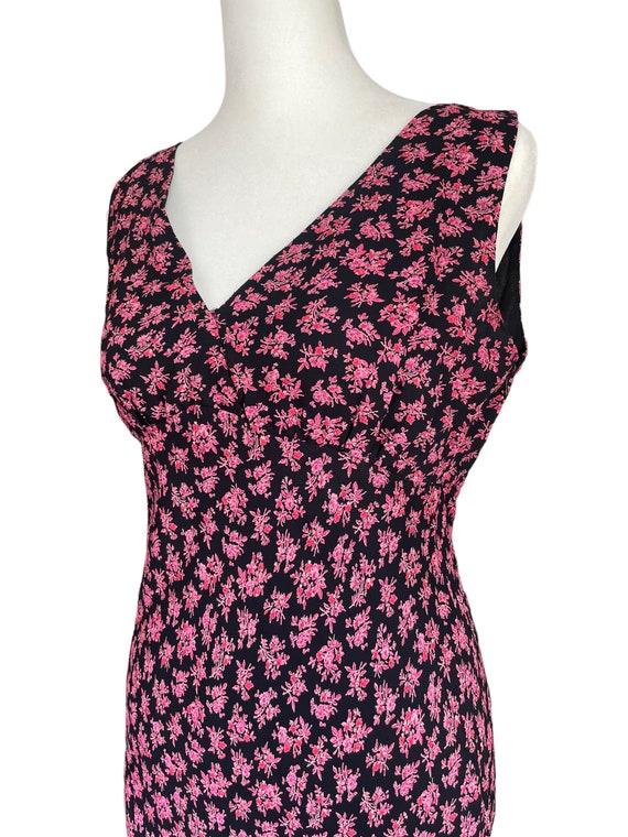 90s pink floral black slip dress | vintage floral… - image 3