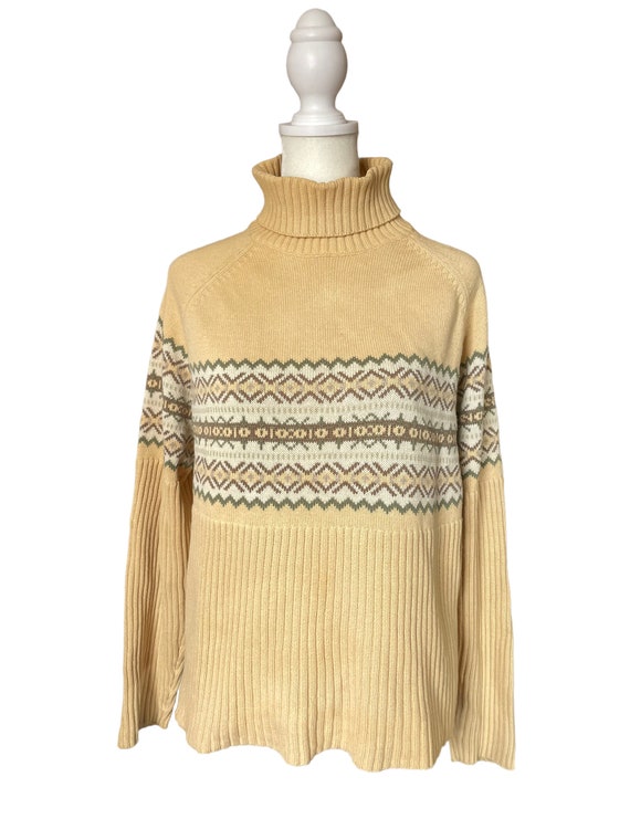 90s light yellow knit fair isle sweater | vintage… - image 2