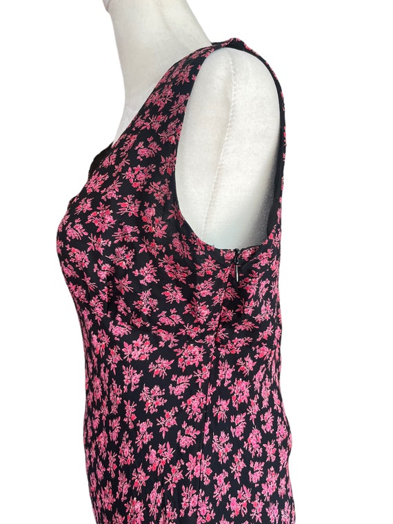 90s pink floral black slip dress | vintage floral… - image 8