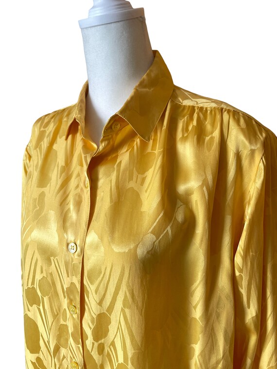 80s yellow button down blouse | vintage canary ye… - image 3