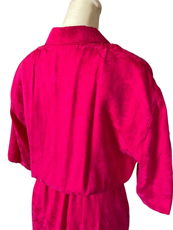 70s red floral silk belted midi dress | vintage b… - image 9